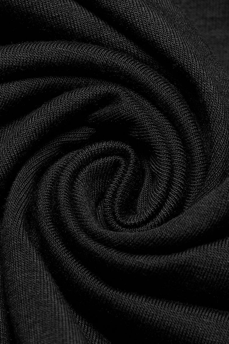 Black Short Sleeves Buckle Stitching Mesh Men's Steampunk T-Shirt