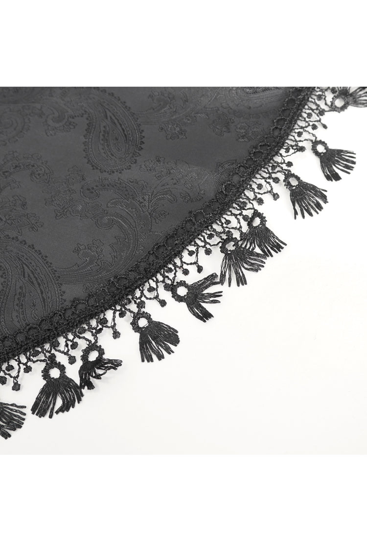 Black Ruffle Lace Drawstring Women's Gothic Skirt