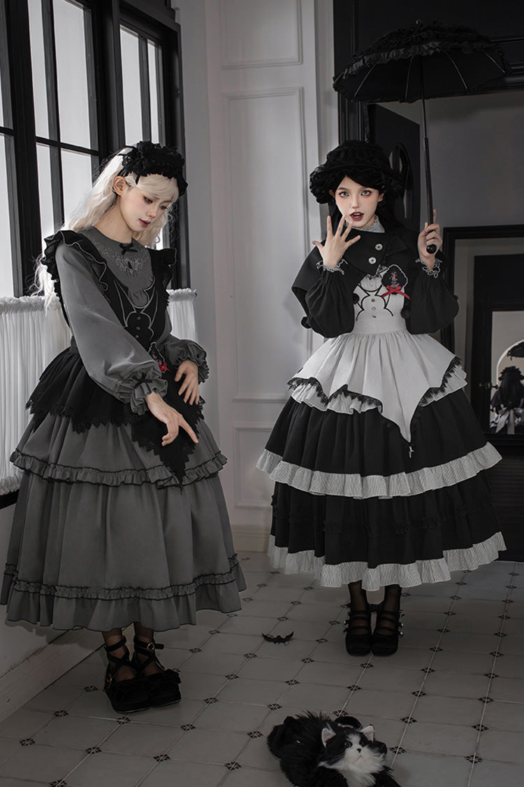 [Castle Night] Long Sleeves Ruffle Embroidery Gothic Lolita Dress 2 Colors