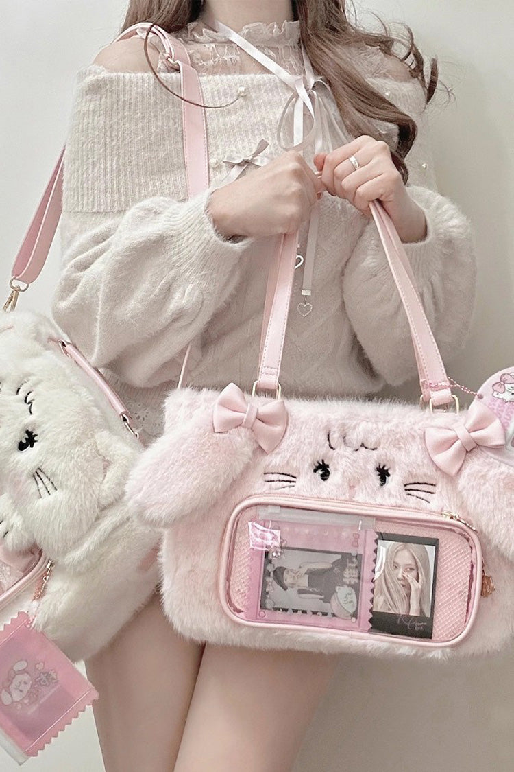 Sweet Cute Bowknot Japanese Bunny And Cat Plush Lolita Ita Bag 2 Colors