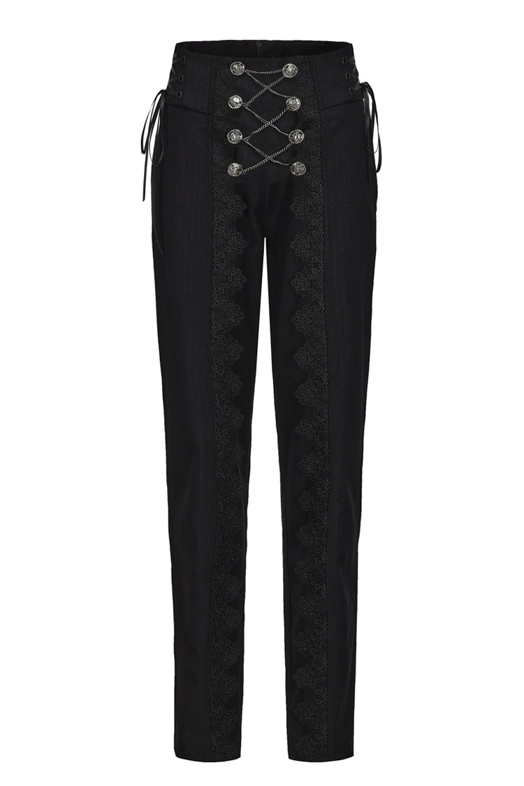 Black Double-breasted Chain Cross Embroidery Ouji Vintage Elegant Prince Gorgeous Lolita Pants