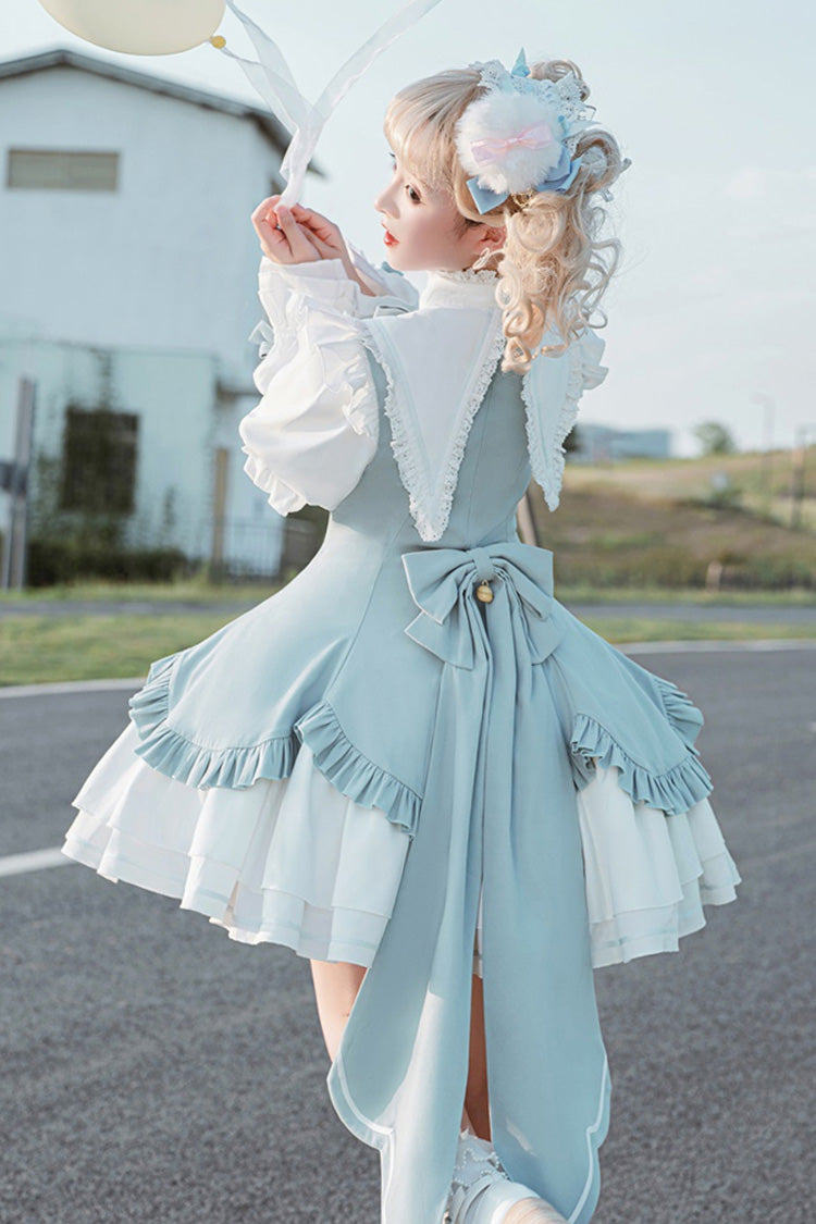 Magical Girl Long Sleeves Multi-layer Ruffle Bowknot Sweet Princess Lolita Dress 2 Colors