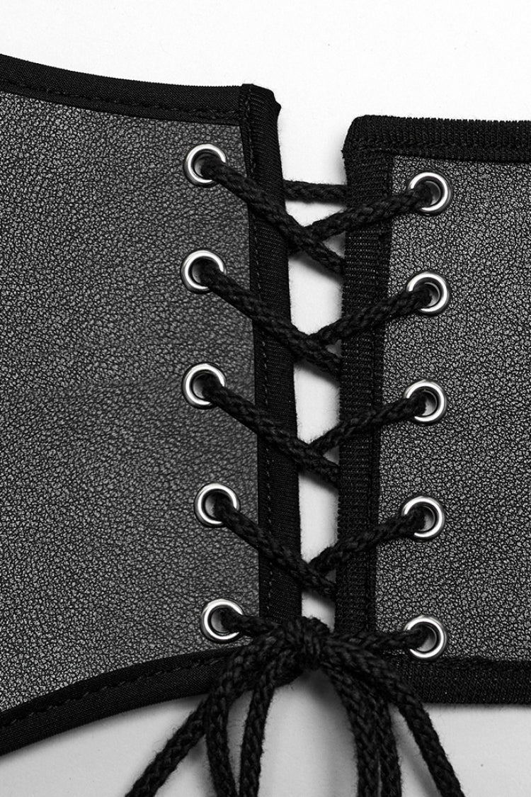 Schwarzes Schnür-Doppel-Schnallen Herren-Punk-Korsett 