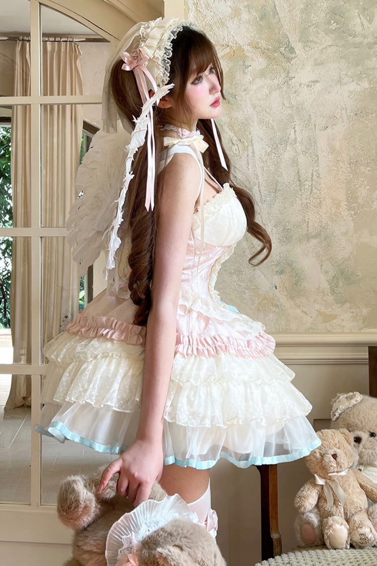 Pink [Dream Girl] Multi-Layered Ruffle Bowknot Lace Ballet Sweet Lolita Dress