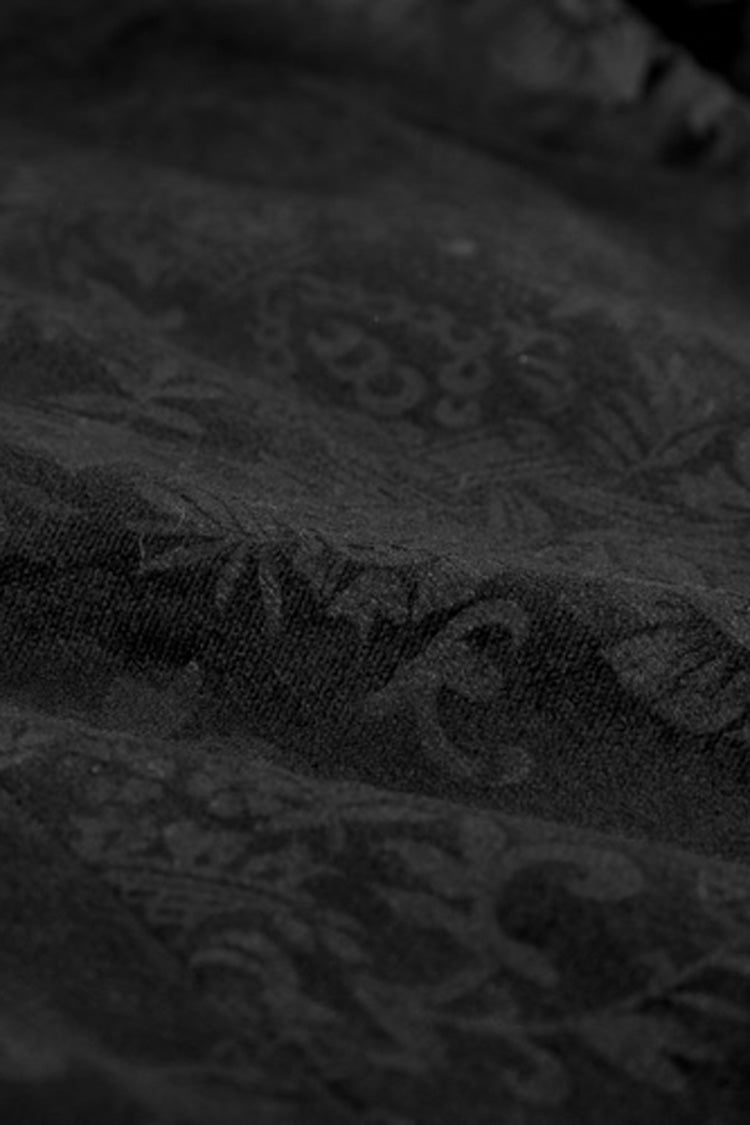 Black Double-Breasted Swallowtail Hem Print Mens Gothic Vest