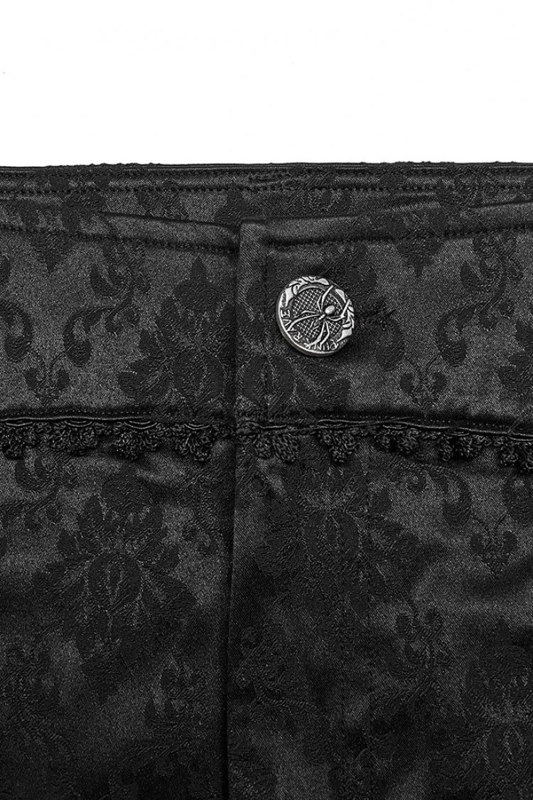 Black Jacquard 3D Print Lace Men's Gothic Pants