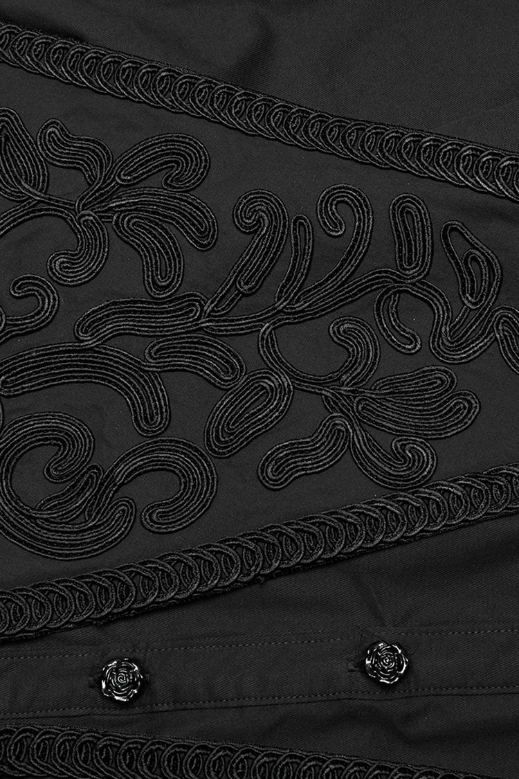 Black Stand Collar Ruffle Lace-Up Women's Gothic Blouse