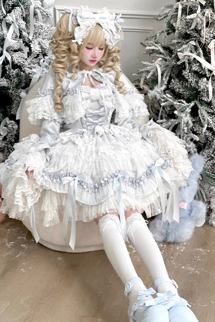 [Girl Doll] Multi-Layered Ruffle Bowknot Lace Sweet Princess Lolita Jsk Dress