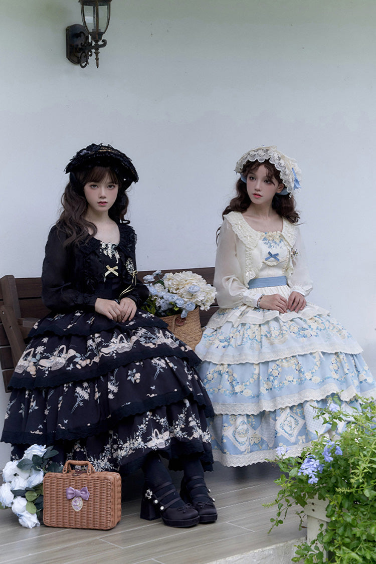 Letters and Poetry Multi-Layered Pastoral Style Print Embroidery Sweet Princess Lolita Jsk Dress 2 Colors