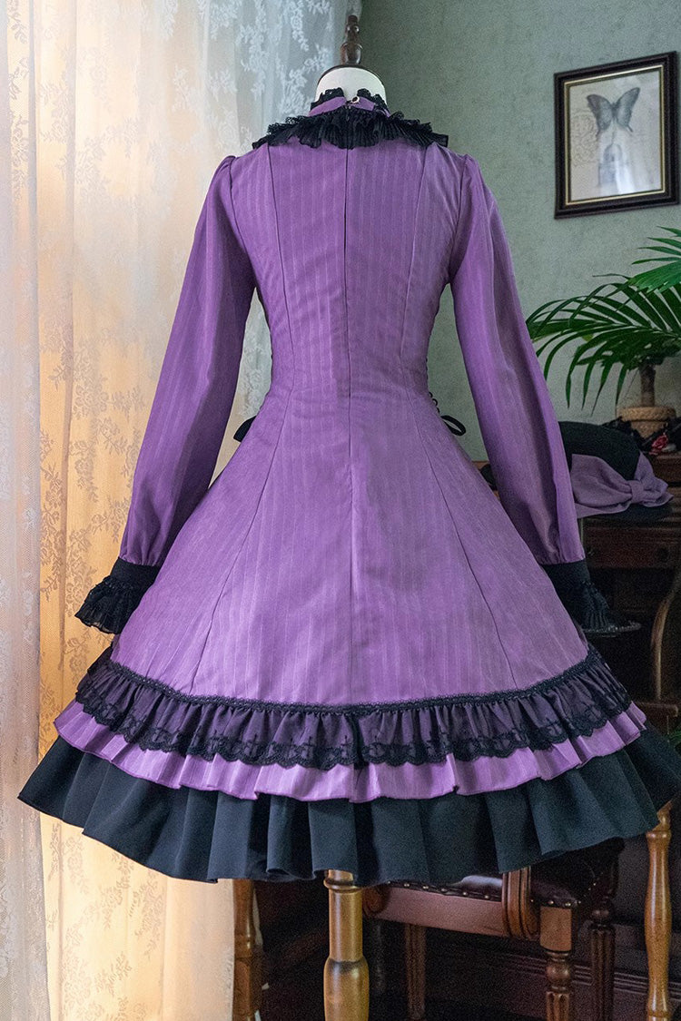 Point Manor Solid Color Stand Collar Long Sleeves Multi-layer Ruffle Gothic Lolita Dress 5 Colors