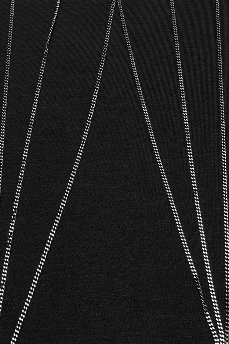 Black Stand Collar Long Sleeves Bat Stitching Mesh Chain Women's Gothic Blouse