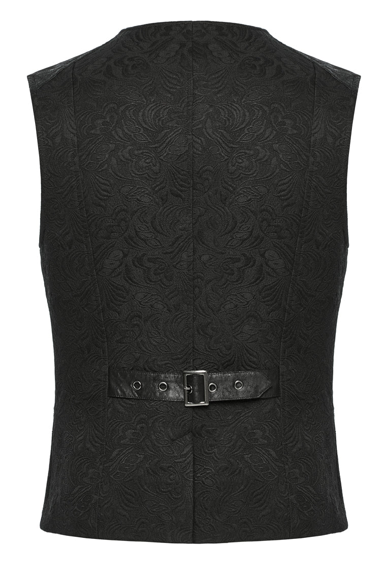 Black Sleeveless Buckle-up Loops Zip Men's Gothic Vest