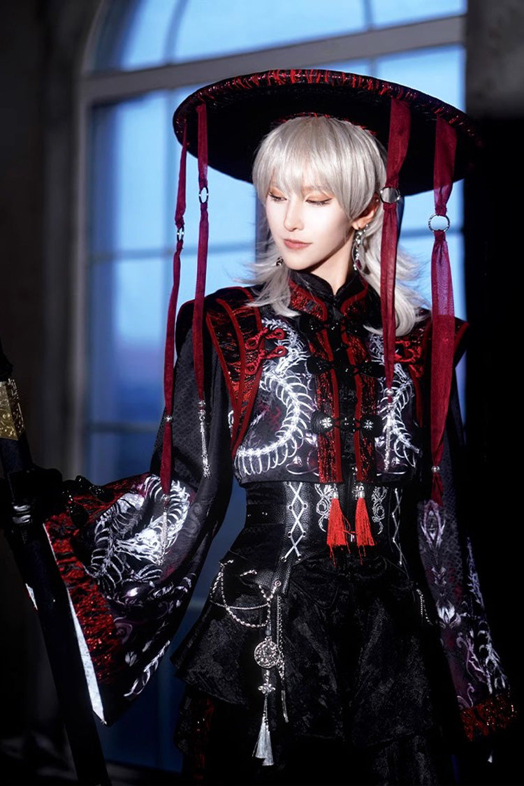 [Bone Dragon] Long Sleeves Print Ouji Fashion Classic Lolita Coat 2 Colors