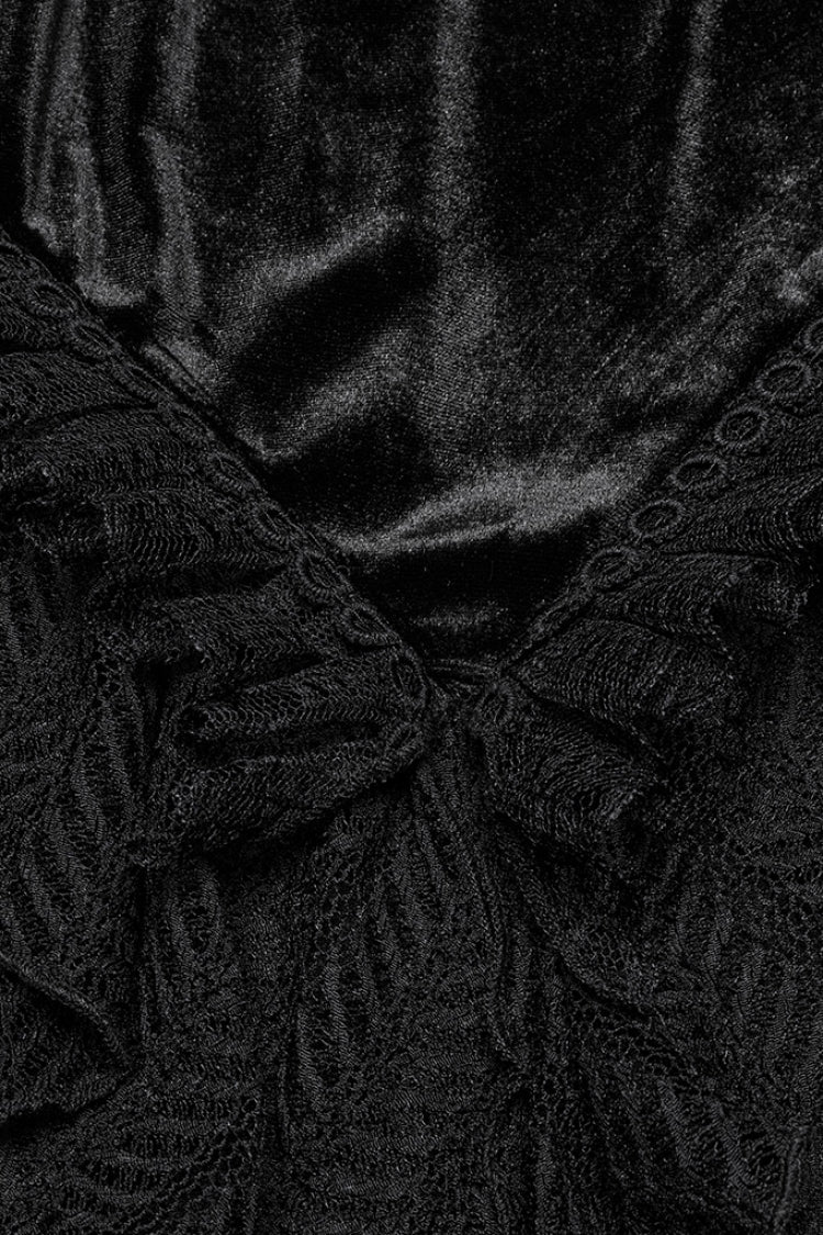 Black Ruffle Stitching Lace Women's Gothic Fishtail Skirt