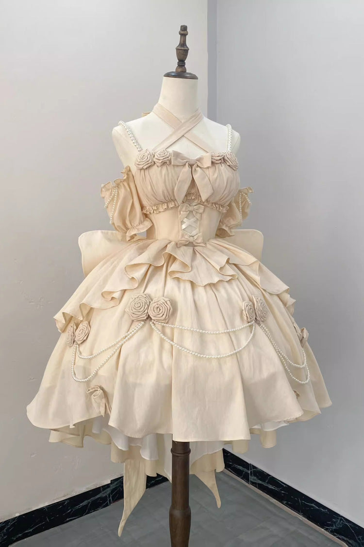 Ivory Hanayome Hollow Bowknot Sweet Princess Lolita Jsk Dress