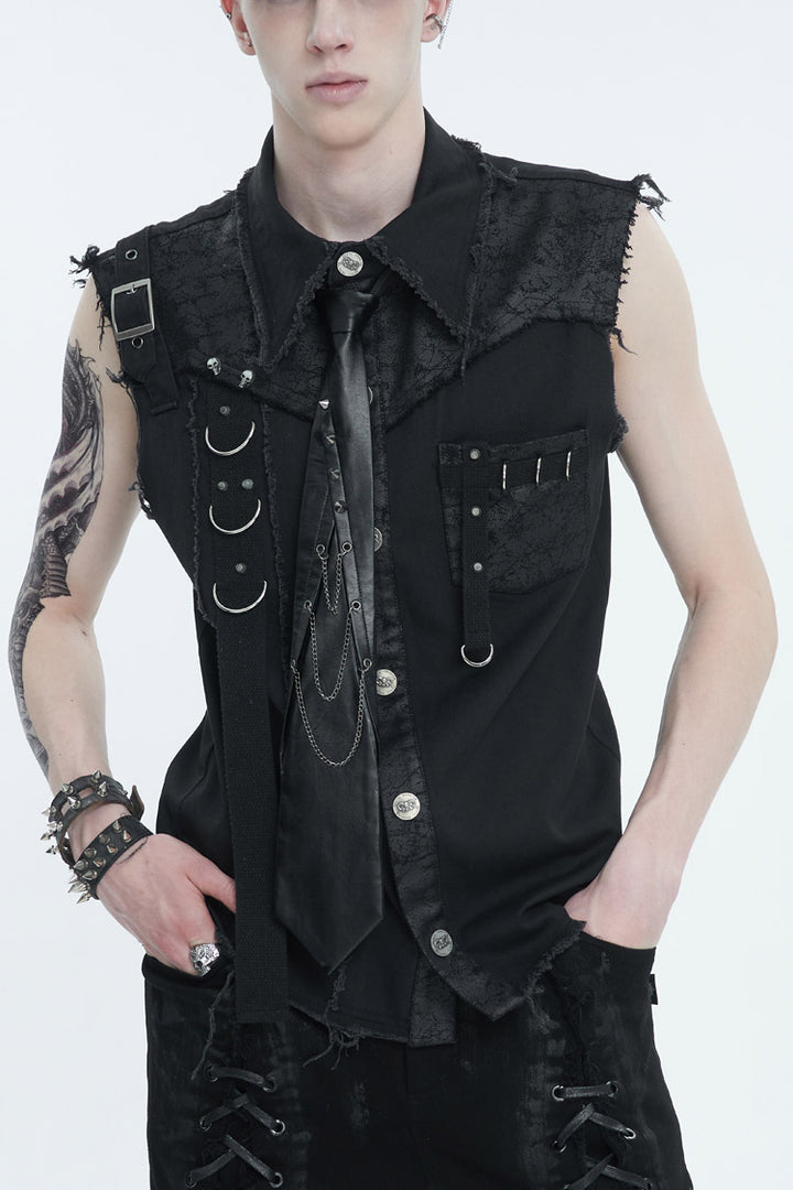 Punk Wasteland Rider Cotton Denim Vest - Shop PUNK RAVE