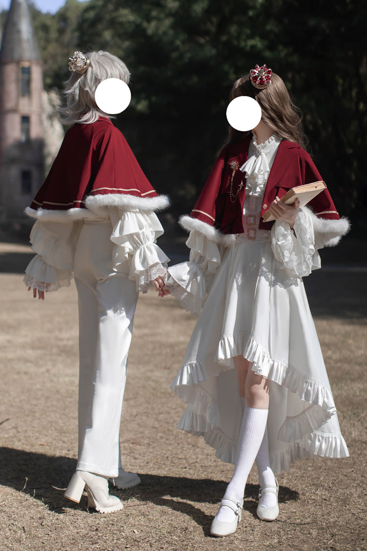 White [Day and Night Song] Long Sleeves Ruffle Ouji Gothic Lolita Skirt Pants