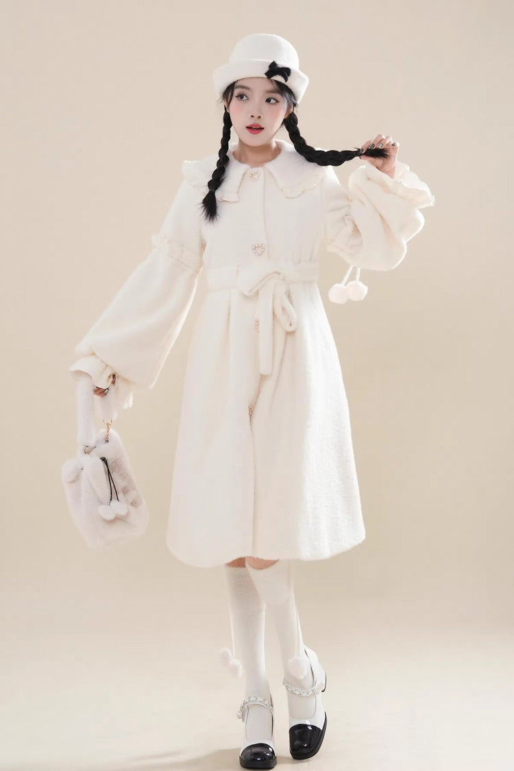 Light Beige Single Breasted Long Sleeves Bowknot Sweet Lolita Coat