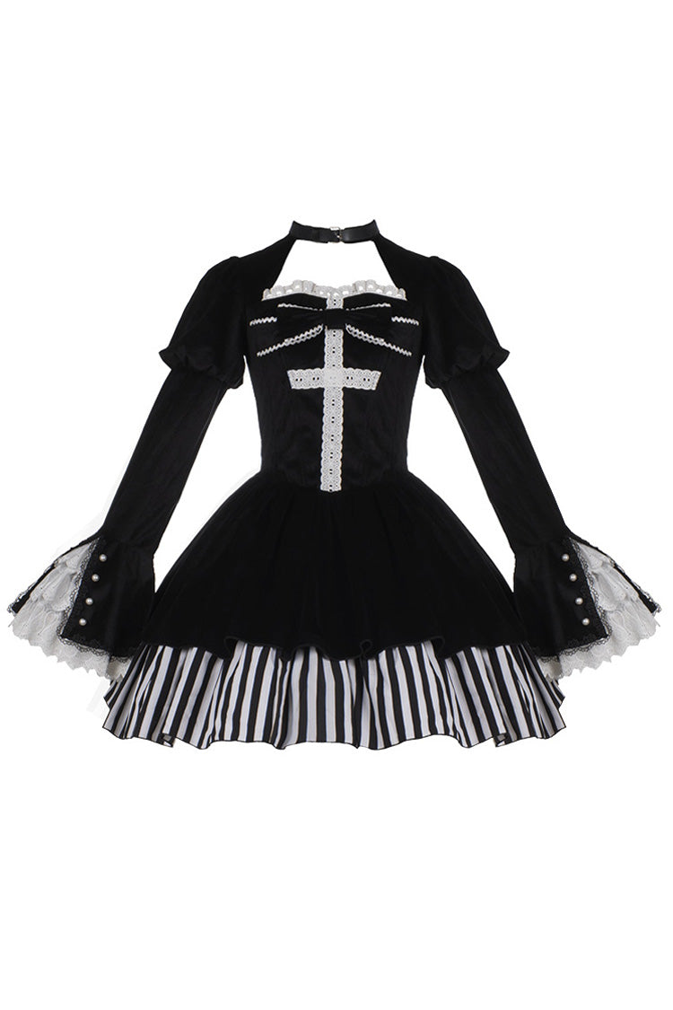 Original Dark Velvet Gothic Lolita OP Dress With Two-Piece Design For Halloween