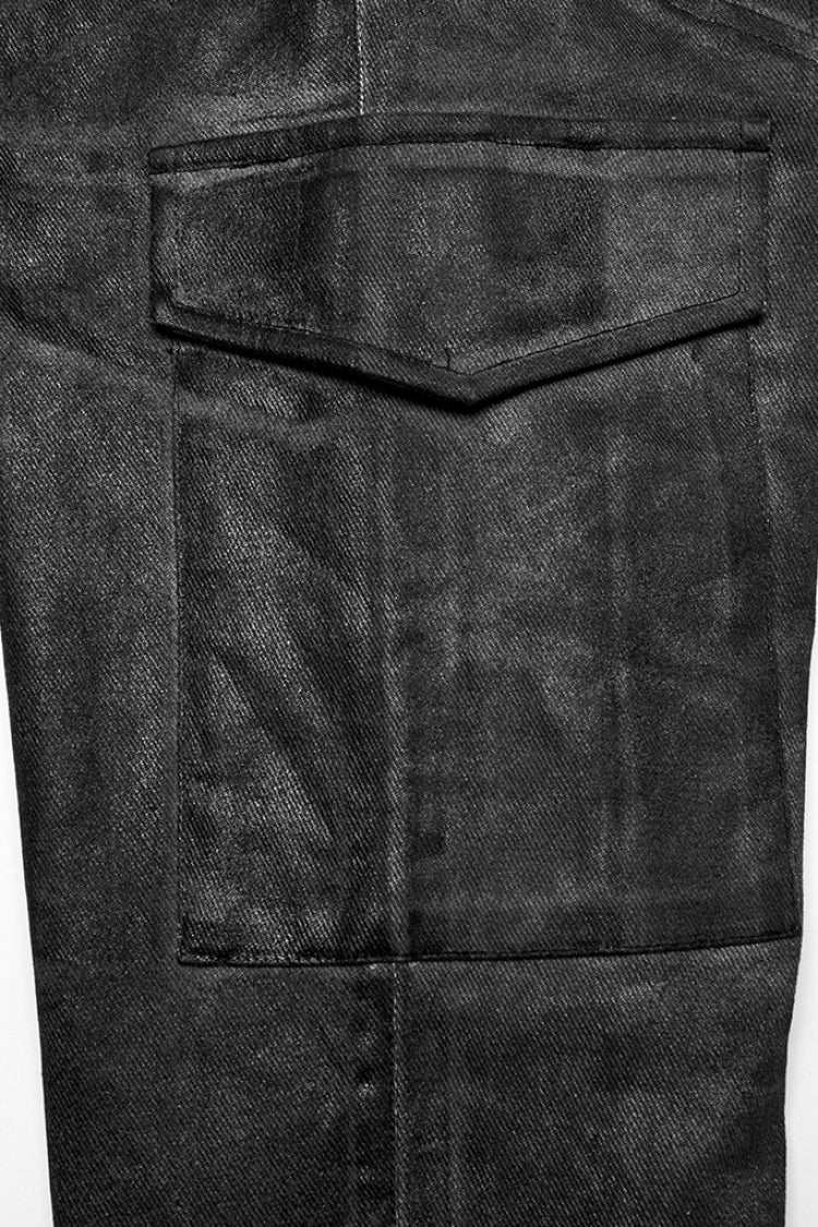 Black Lace-Up Straps  Big-pocket Men's Punk Pants