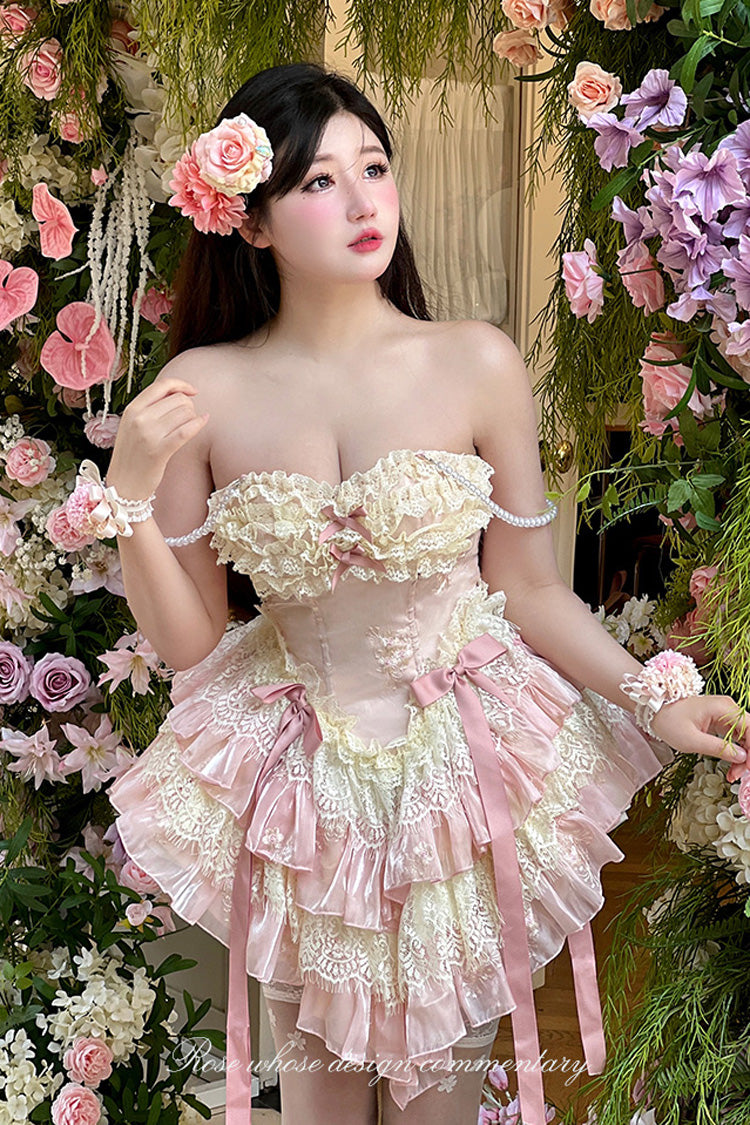 Dream of Love Multi-Layered Ruffle Bowknot Lace Sweet Lolita Dress 2 Colors