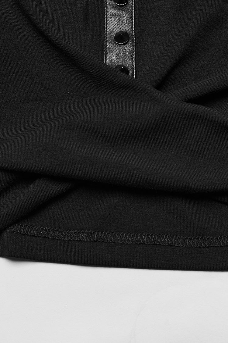 Black Sleeveless Cutout Crossed Hooded Women's Punk Tank Top
