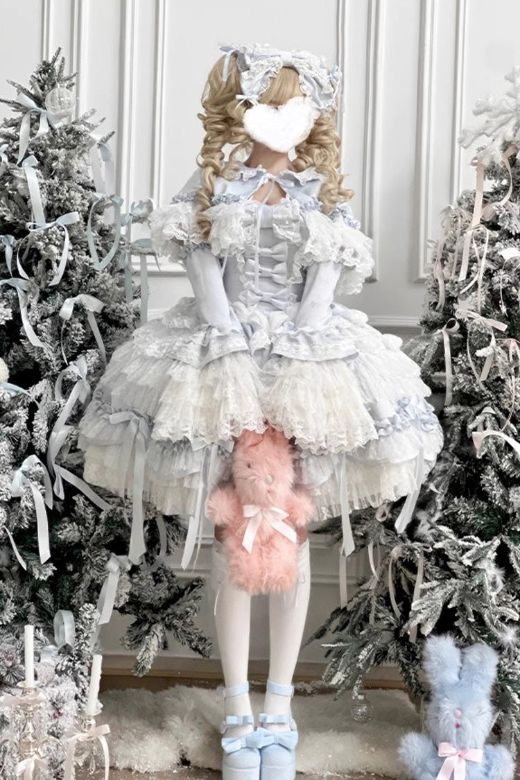 [Girl Doll] Multi-Layered Ruffle Bowknot Lace Sweet Princess Lolita Jsk Dress