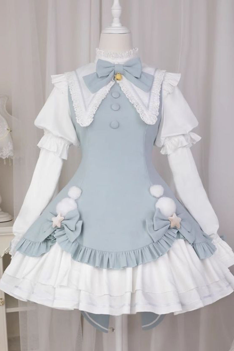 Magical Girl Long Sleeves Multi-layer Ruffle Bowknot Sweet Princess Lolita Dress 2 Colors