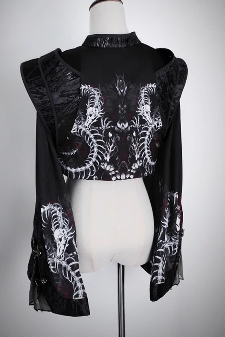 [Bone Dragon] Long Sleeves Print Ouji Fashion Classic Lolita Coat 2 Colors