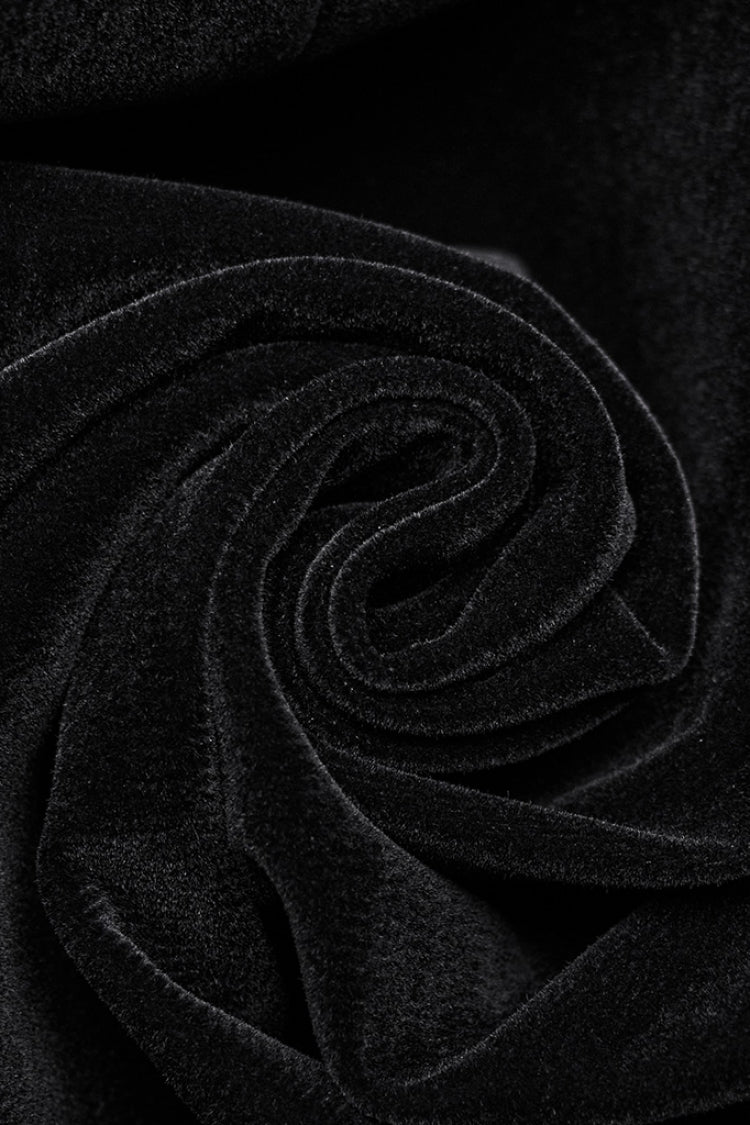 Black Long Puff Sleeves Floral Embroidery Women's Gothic Coat