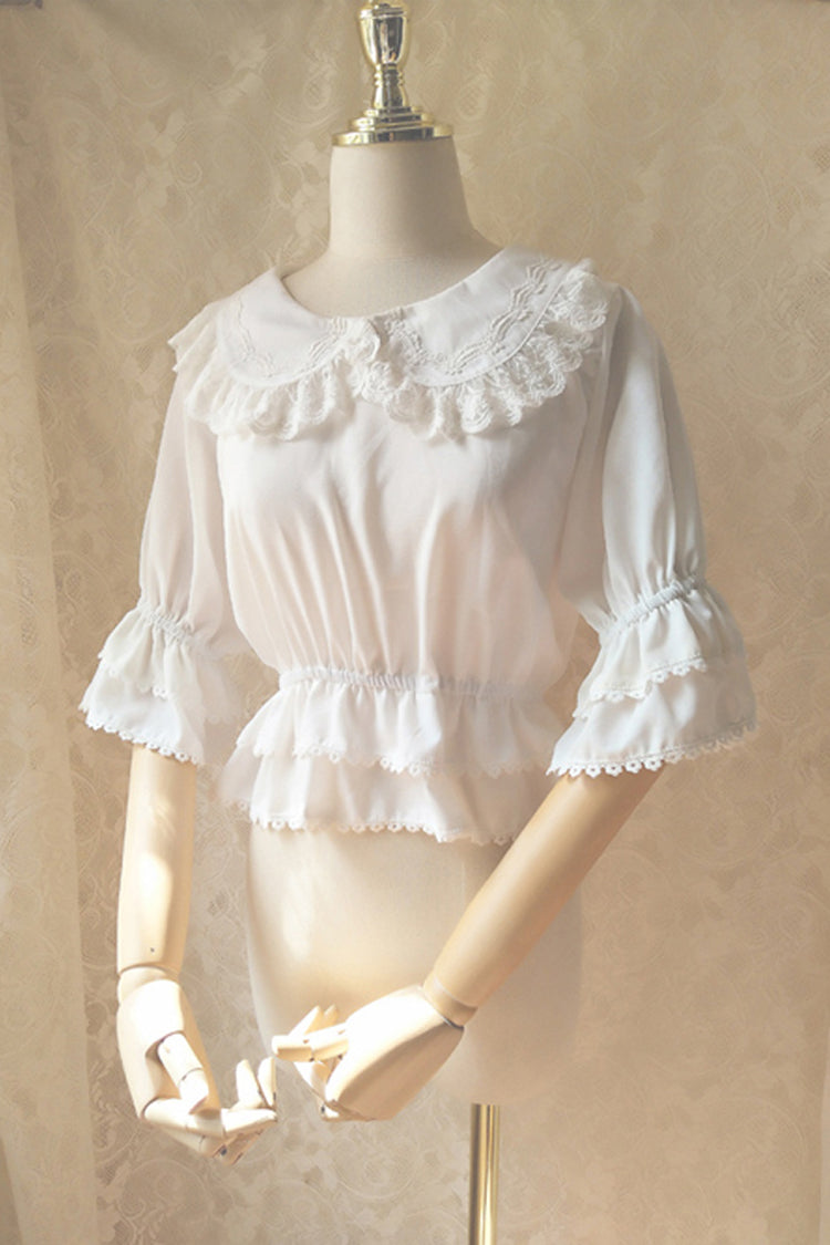 White Chiffon Doll Collar Half Sleeve Sweet Lolita Shirt