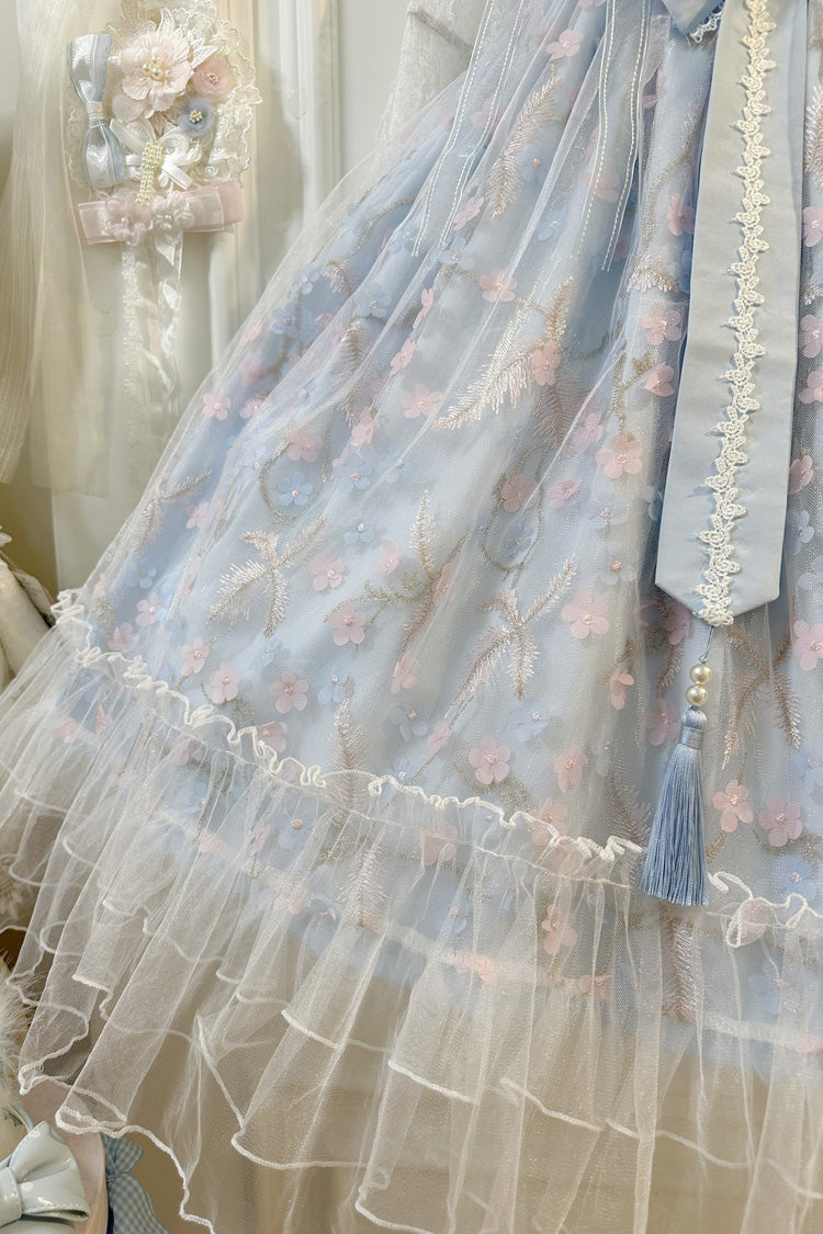 Sweet Sleeveless Ruffle Embroidery Bowknot Lace Chinese Style Lolita Jsk Dress 2 Colors