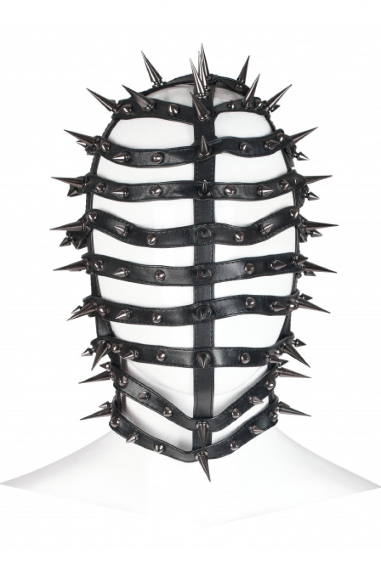 Black Cross Rivet Metal Cone Men's Steampunk Mask