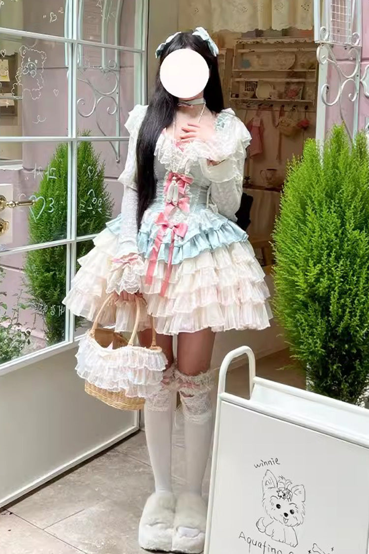 Love God Girl Romantic Ballet Style Multi-layer Ruffle Sweet Princess Lolita Dress 2 Colors