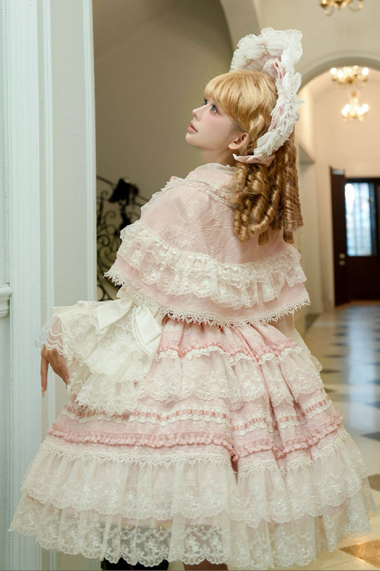 Pink [Reinas] Sleeveless Ruffle Bowknot Lace Sweet Lolita Jsk Dress