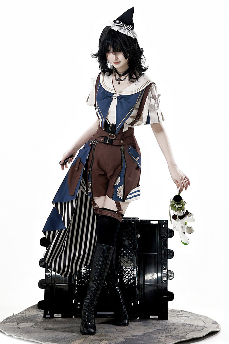 Brown [Inventor of Wonderful Equipment] Ouji Punk Cool Lolita Bib Shorts