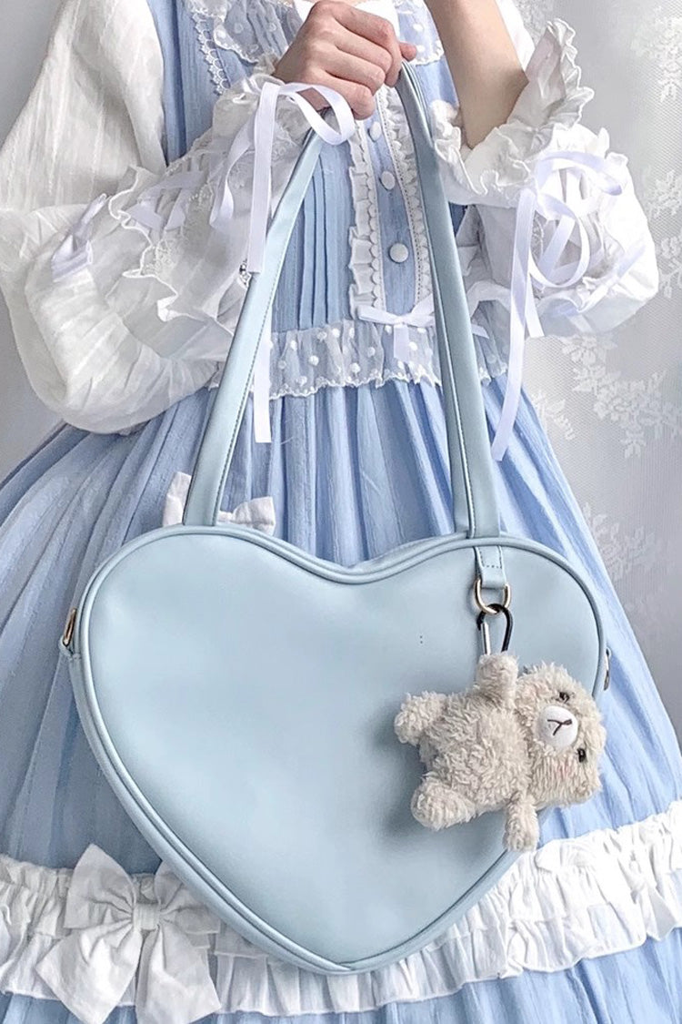 ♡ Lolita ハートデザイン エナメルバッグ white ♡ エナメルハートバッグ【Sheep Puff】 – Epetice