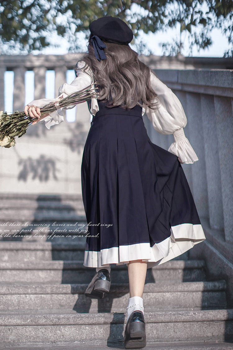 Blue Sleeveless Classic College Style Elegant Lolita Jumper Dress