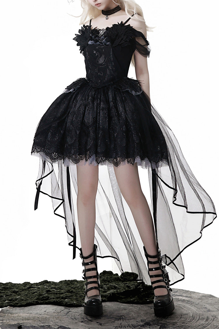Black [Black Swan's Prayer] Sleeveless Ruffle Bowknot Gothic Ballet Lolita Jsk Dress