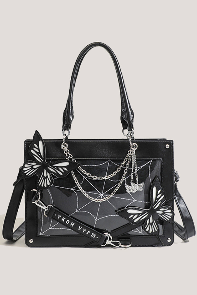 Black Spider Web Butterfly Large Capacity Locomotive Girl Gothic Lolita Tote Bag