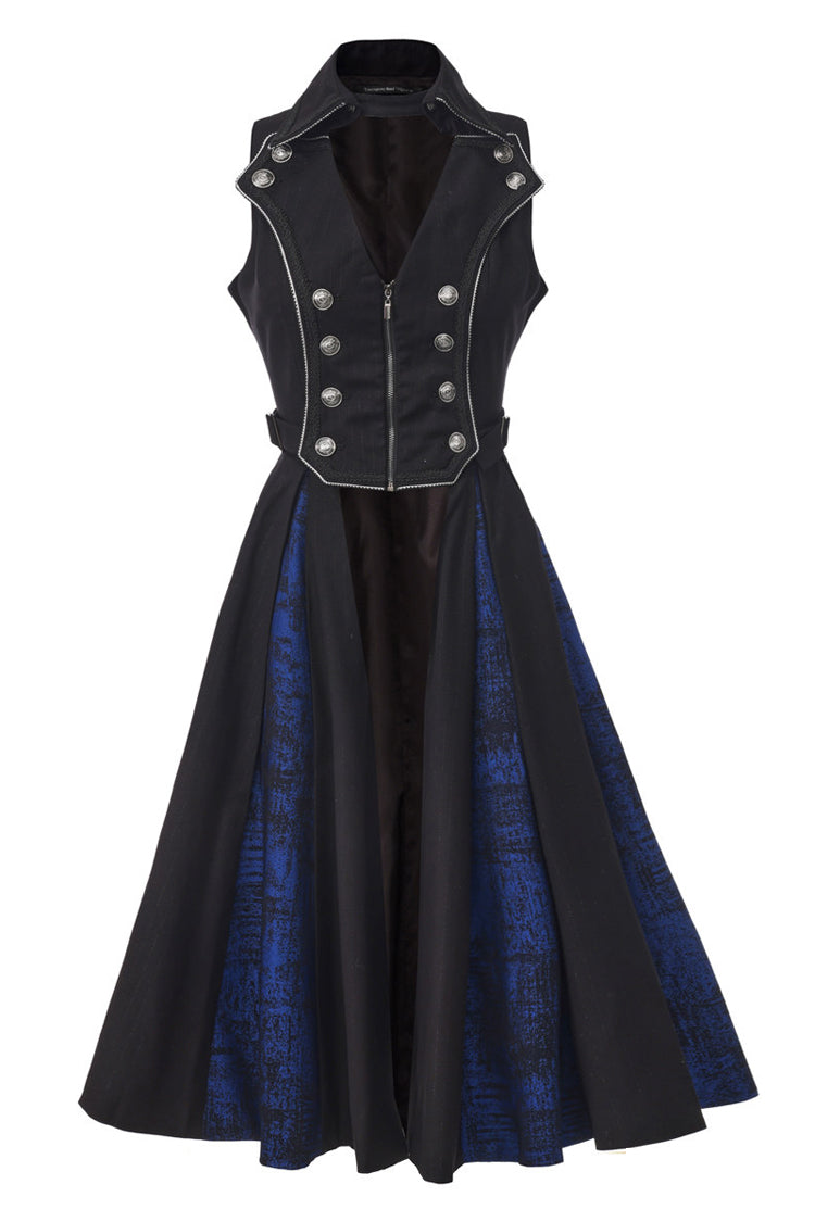 Manteau long noir à col à revers, sans manches, ouvert sur le devant, fermeture éclair, classique, Vintage, élégant, Prince Ouji Lolita, noir [le mystère du Silence]