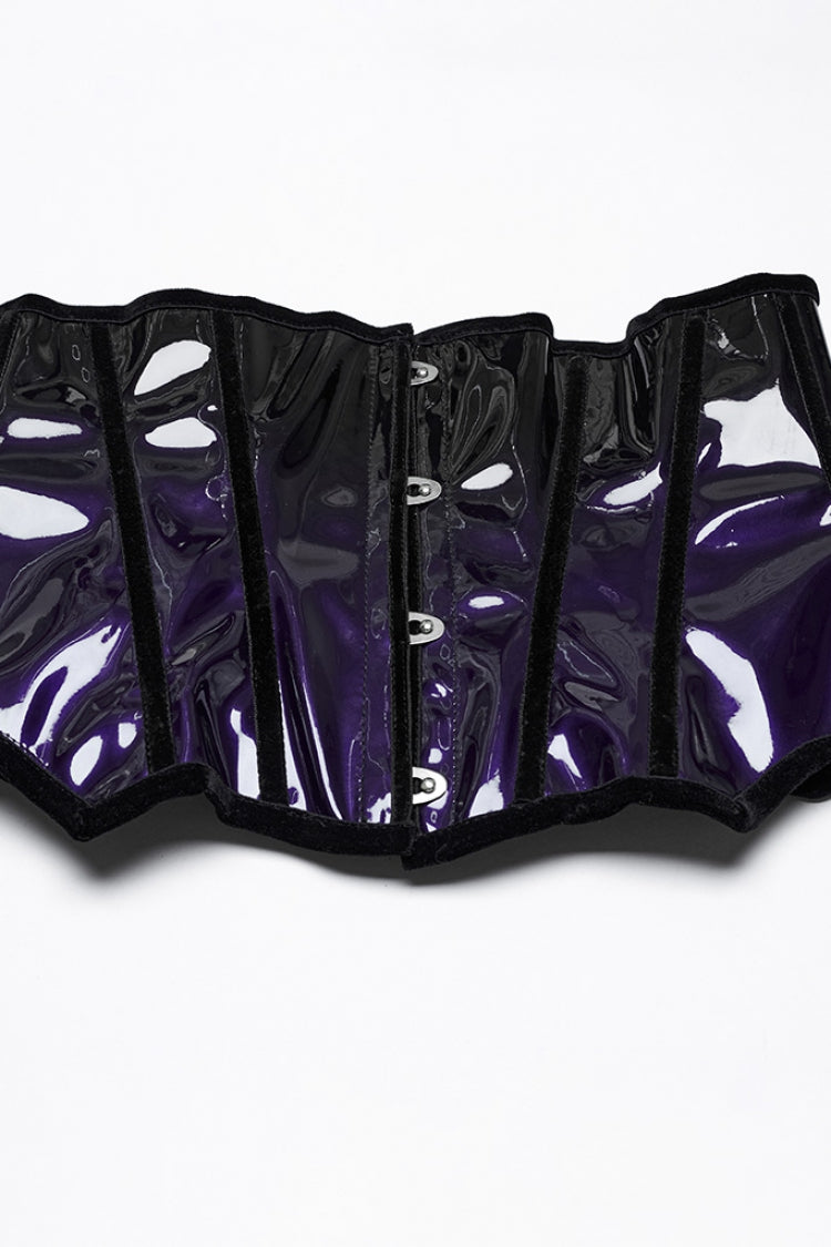 Black/Purple Gradient Patent Leather Women's Gothic Underbust Corset