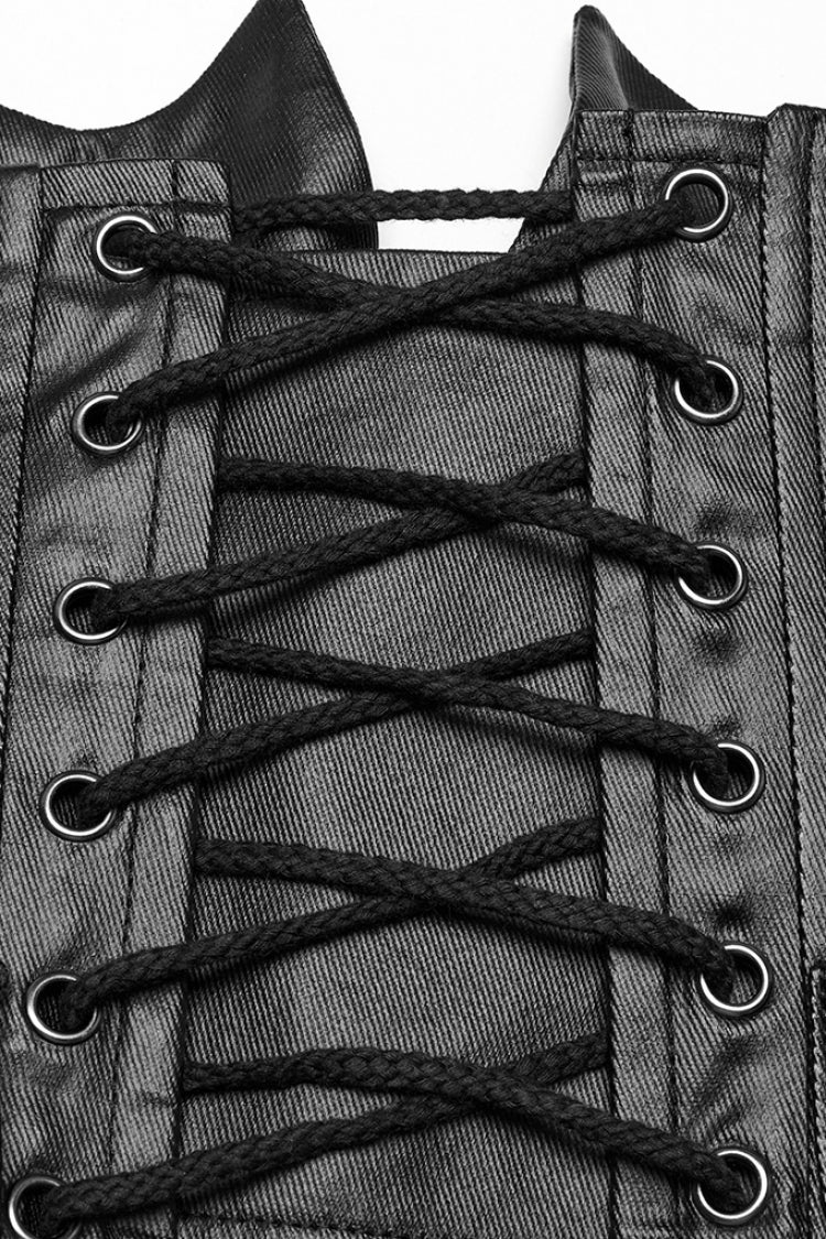 Black Batlike Stitching Zipper Women's Punk Underbust Corset