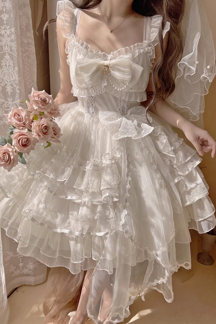 Solid Color Multi-layer Ruffle Hanayome Sweet Lolita Jsk Dress 2 Colors