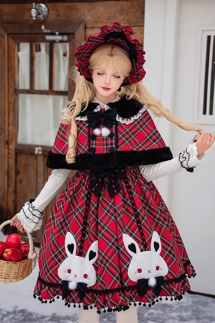 レッド【魔女ガーガメル】スクエアカラーノースリーブプリントフリルリボンレースアップゴスロリJSKドレス