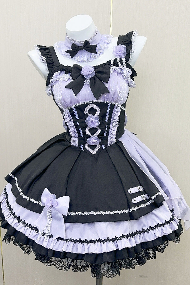 Shadow Rose Sleeveless Multi-layer Ruffle Bowknot Stitching Gothic Lolita Jsk Dress 5 Colors