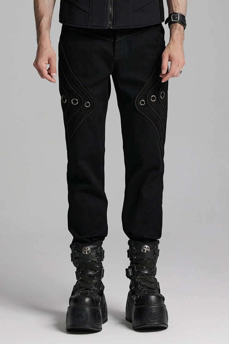 Black Men's Gothic Ring Skull Pants