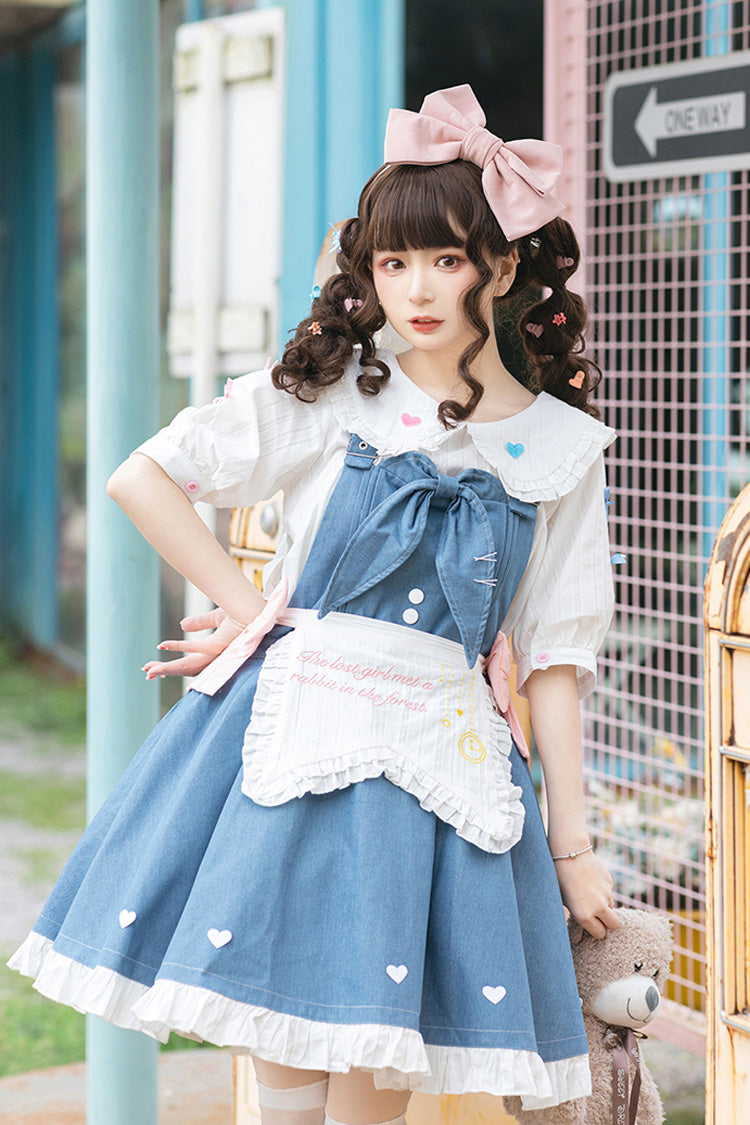 Blue [Cowboys Are Busy] Ruffle Bowknot Sweet Lolita Strap Dress