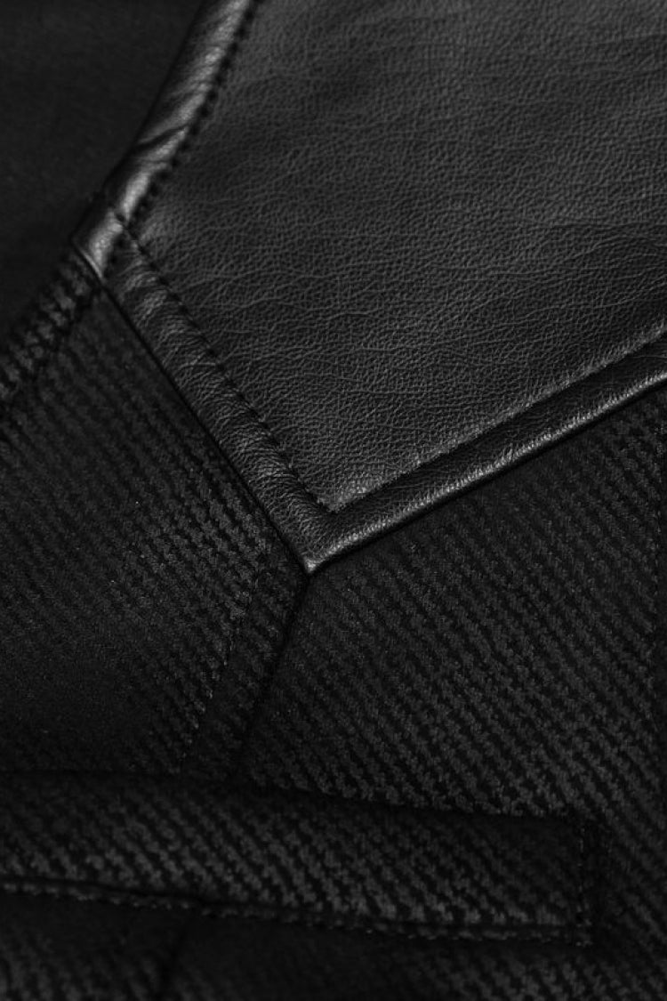Schwarze ärmellose Steampunk-Weste für Herren mit Aufdruck und Metallknöpfen