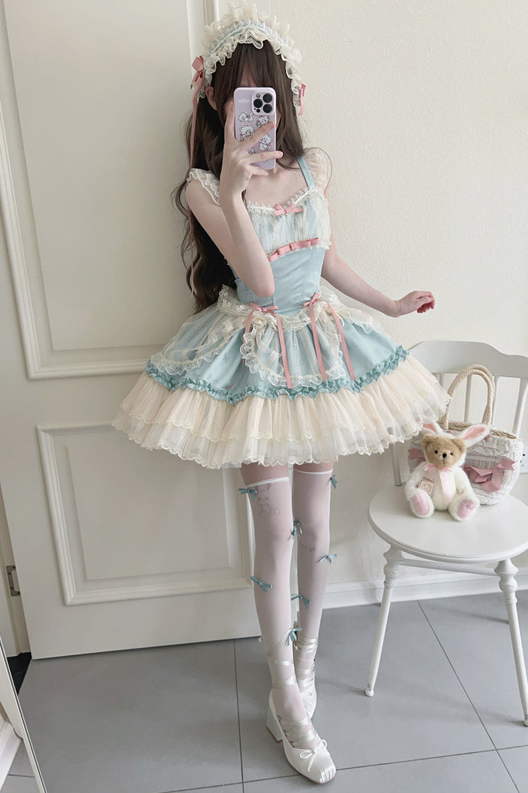 [Flower Season] Bowknot Lace Sweet Ballet Lolita Jsk Dress 4 Colors